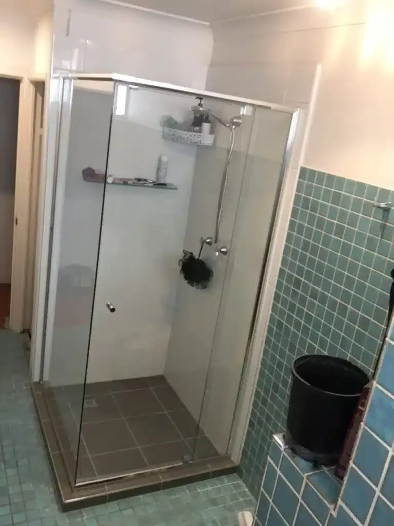 New glass shower screen and recess in a renovated bathroom