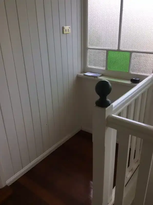 Empty corner on a landing ready for a new laundry